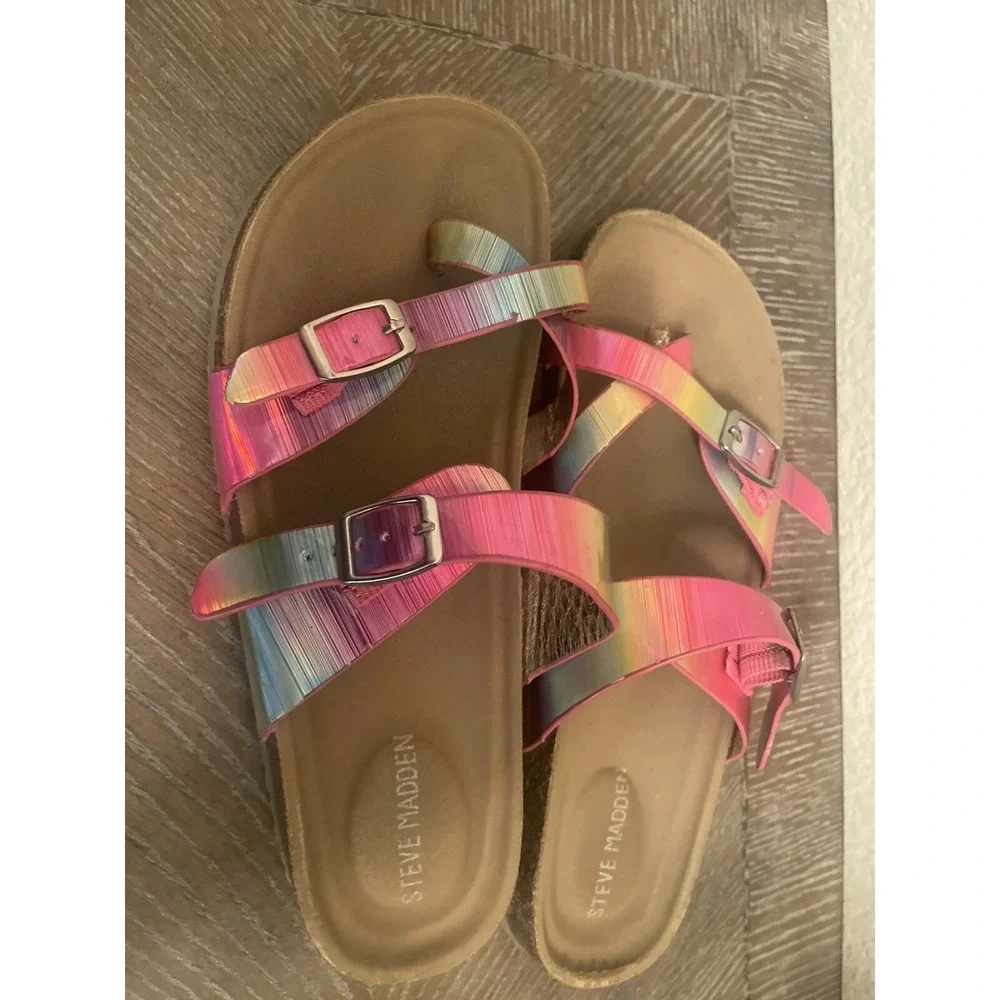 Steve Madden Girls Beach Sandals‎ Size 3 Pink Slip Ons